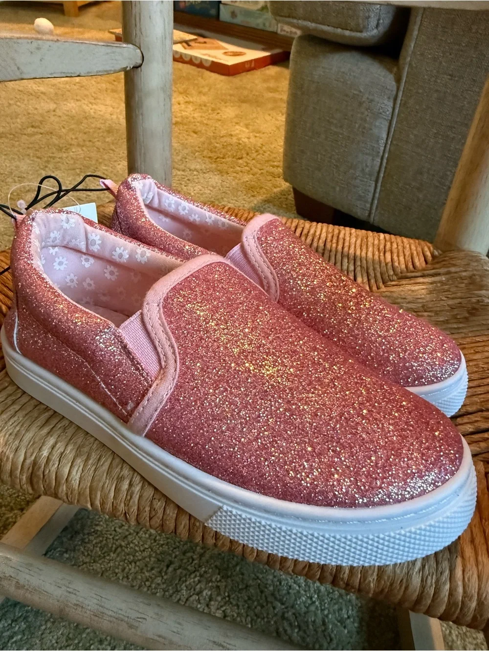 Kids Sparkle Slip-On Shoes - Pink Glitter